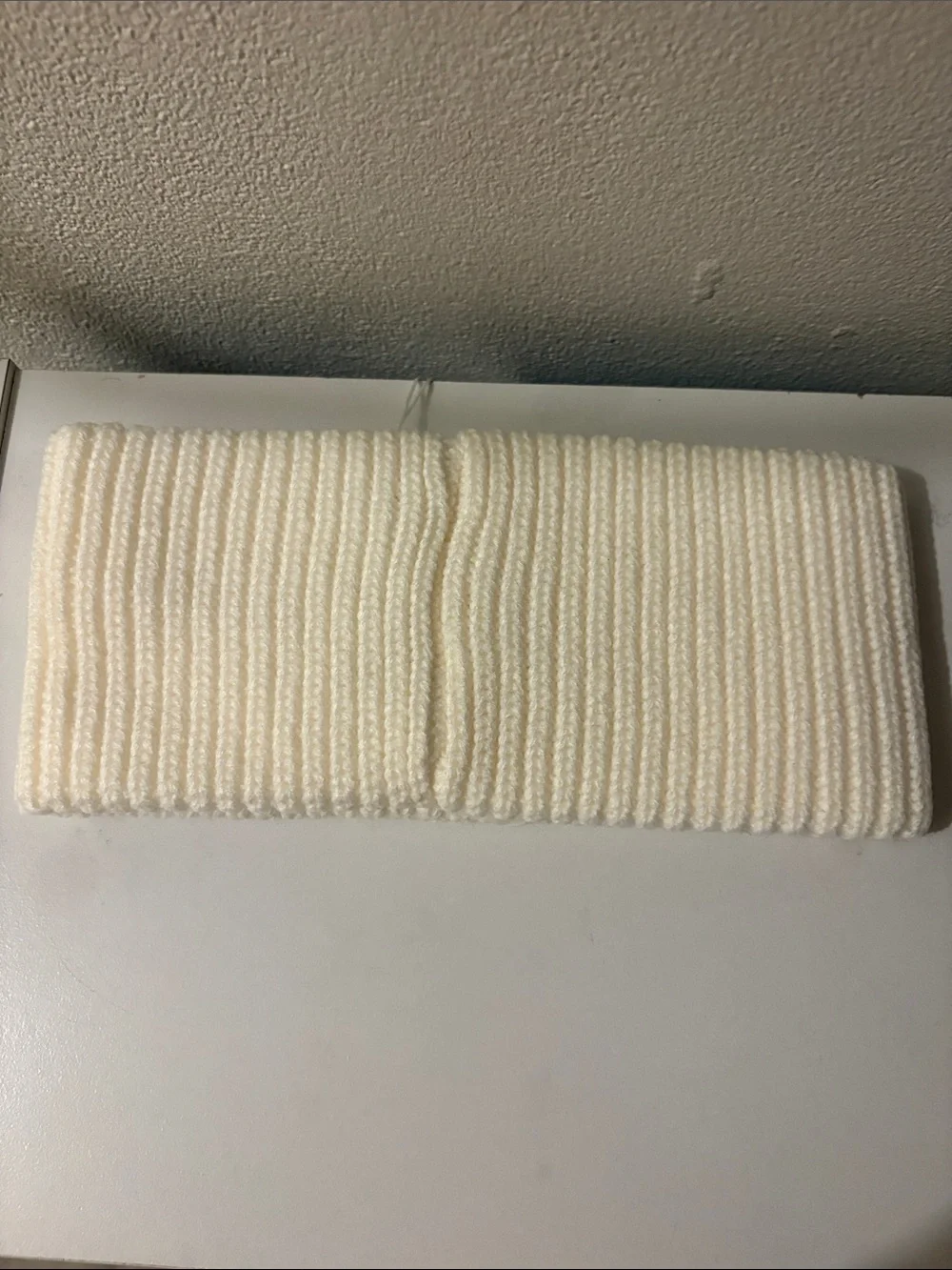Coach Cream Ribbed Knit Headband with Signature Patch